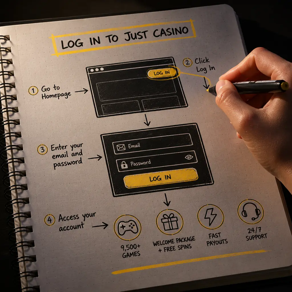 Just Casino Login visual guide for Just Casino